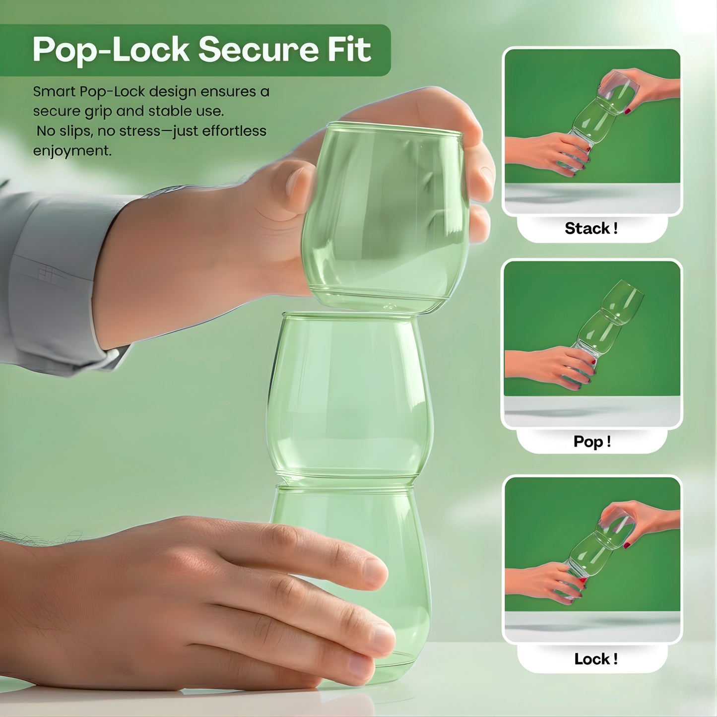 Green Color - 400ml Vino Cups