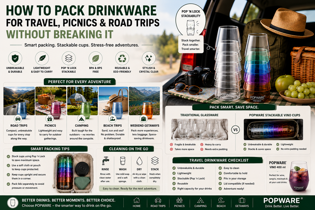 How to Pack Drinkware for Travel, Picnics & Road Trips Without Breaking It