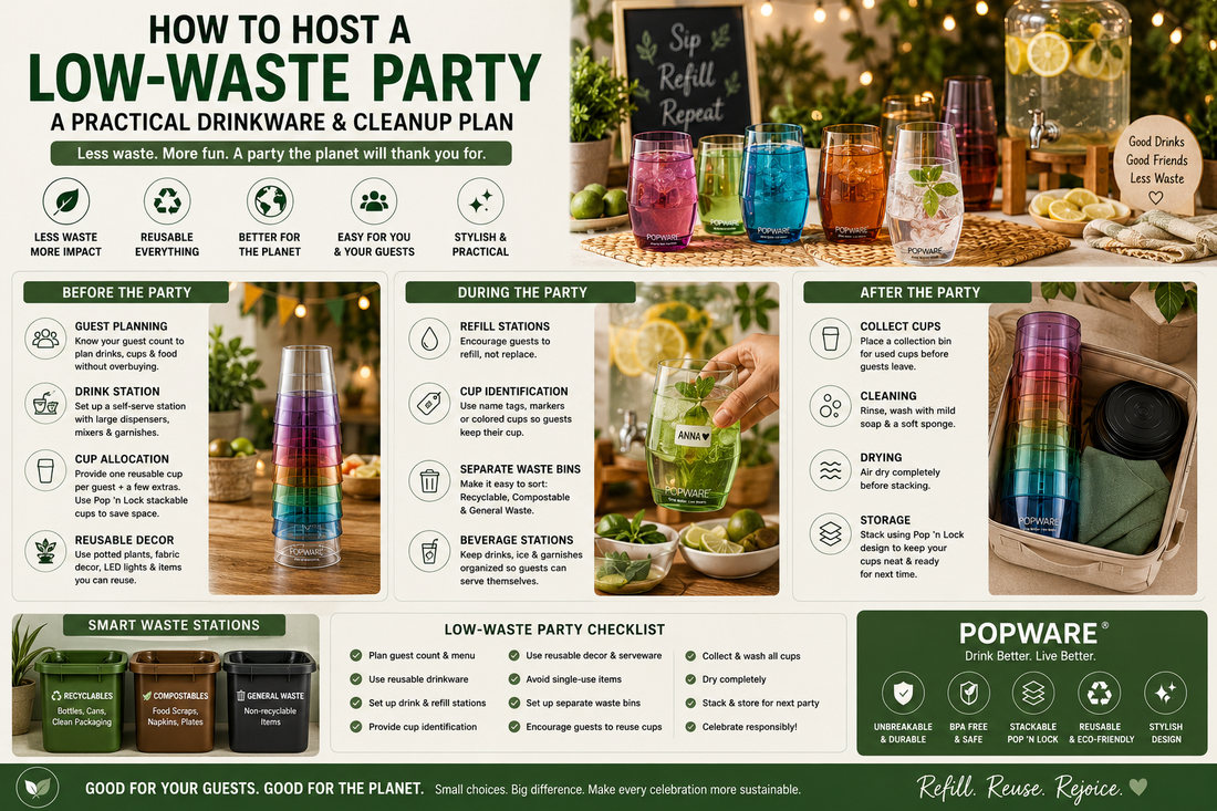Low-Waste Party Ideas: Reusable Drinkware & Cleanup Guide