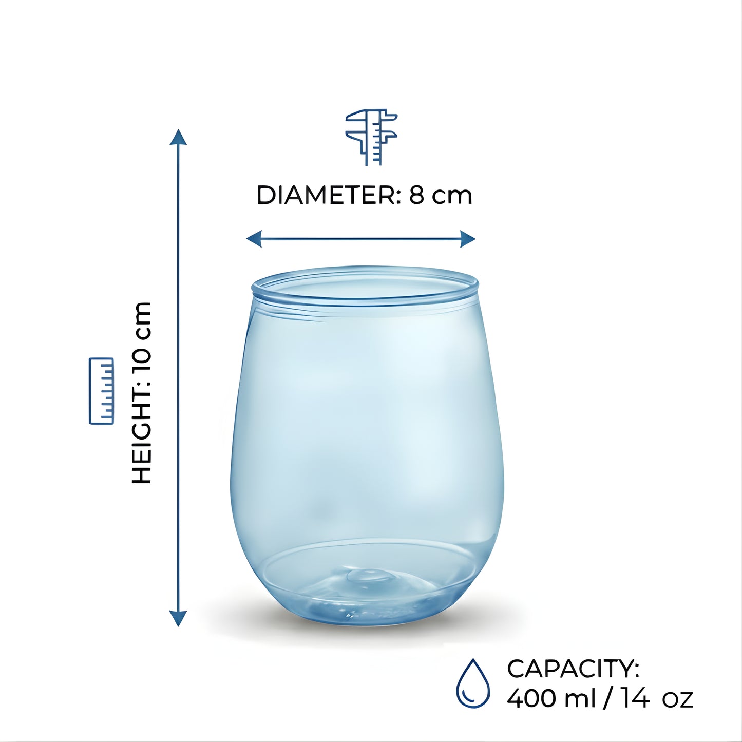 Blue Color - 400ml Vino Cups