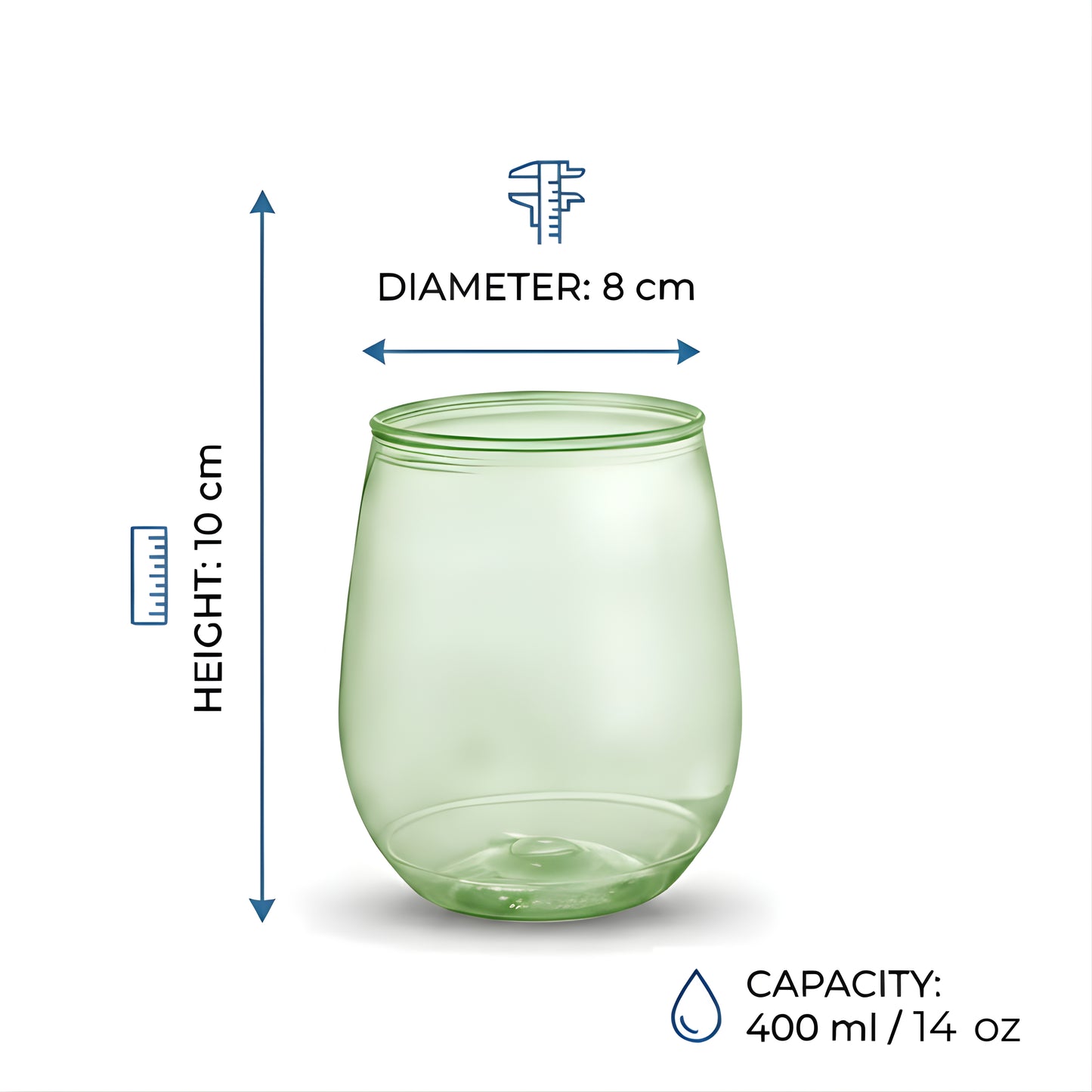 Green Color - 400ml Vino Cups