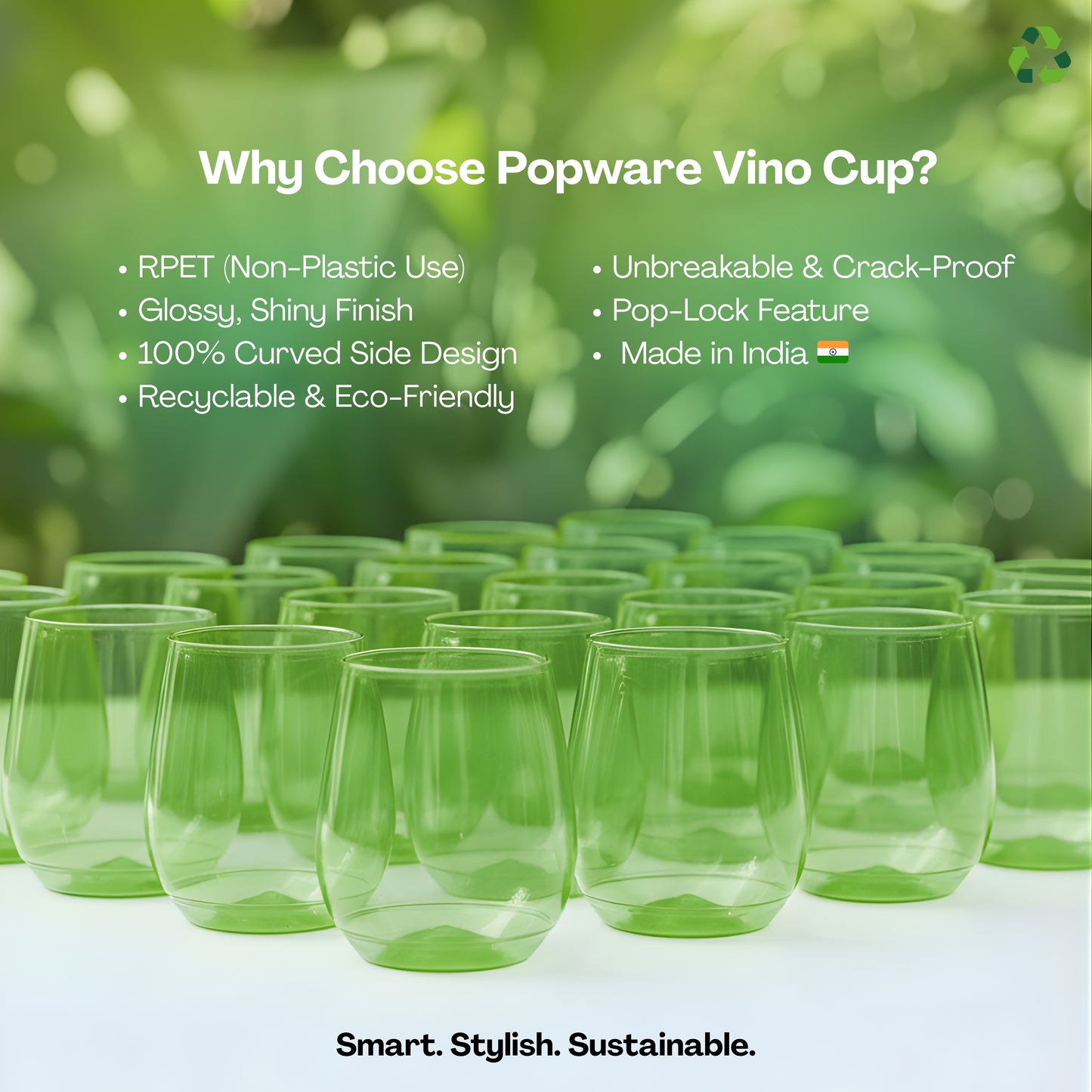 Green Color - 400ml Vino Cups
