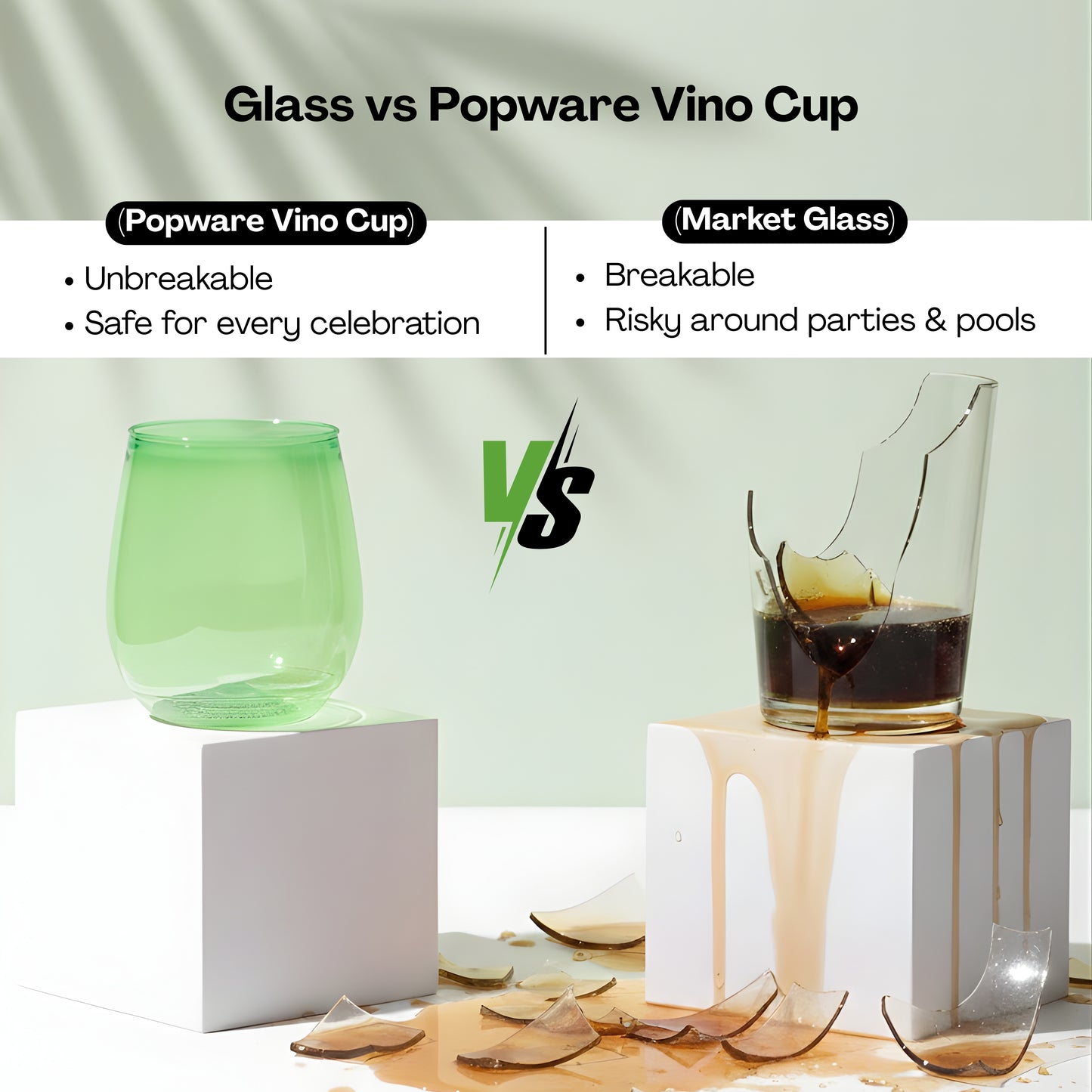 Green Color - 400ml Vino Cups