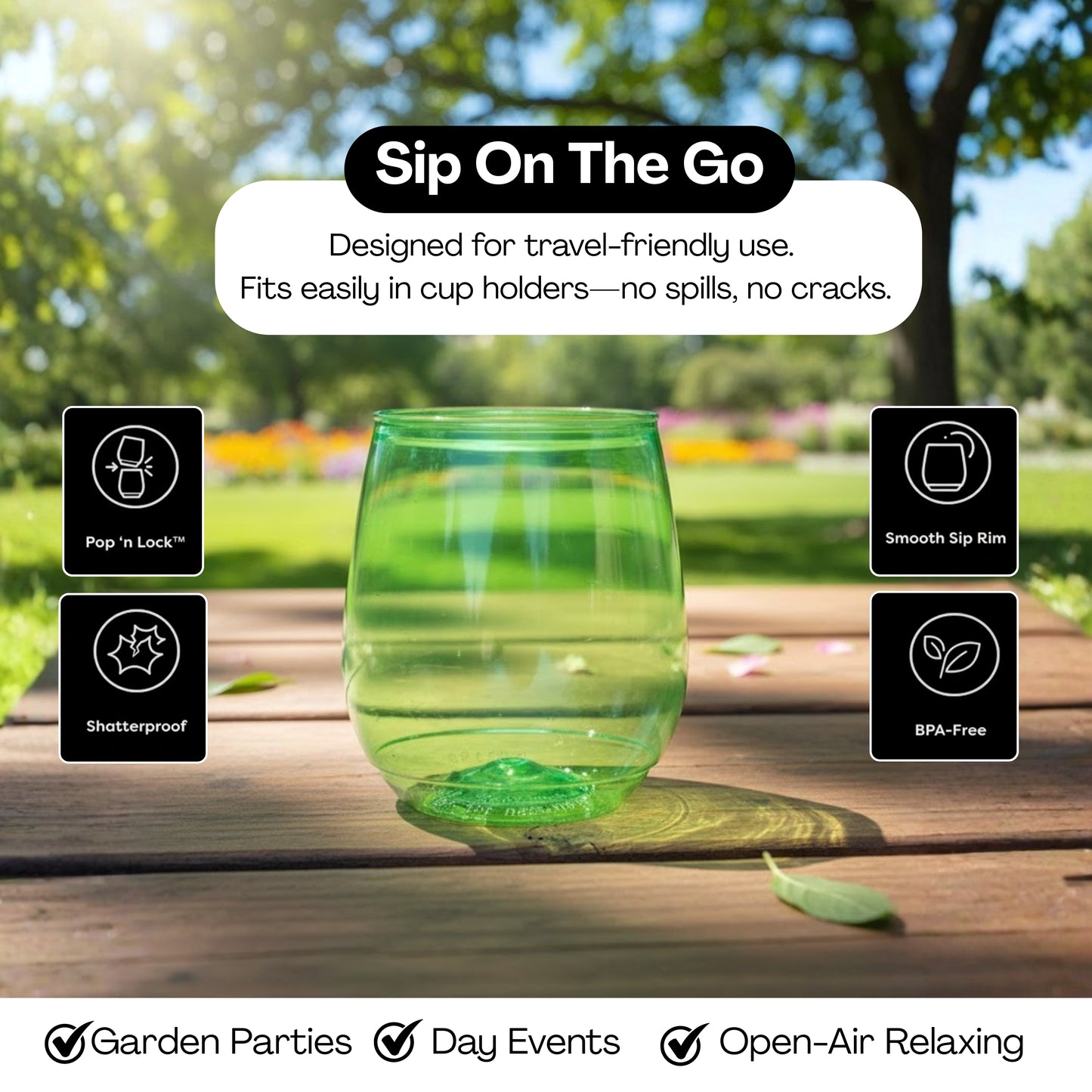 Green Color - 400ml Vino Cups